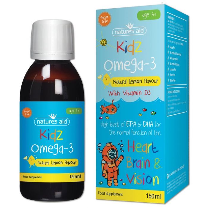 Natures Aid Kidz Omega-3 Natural Lemon Flavor With Vitamin D3 150 ml