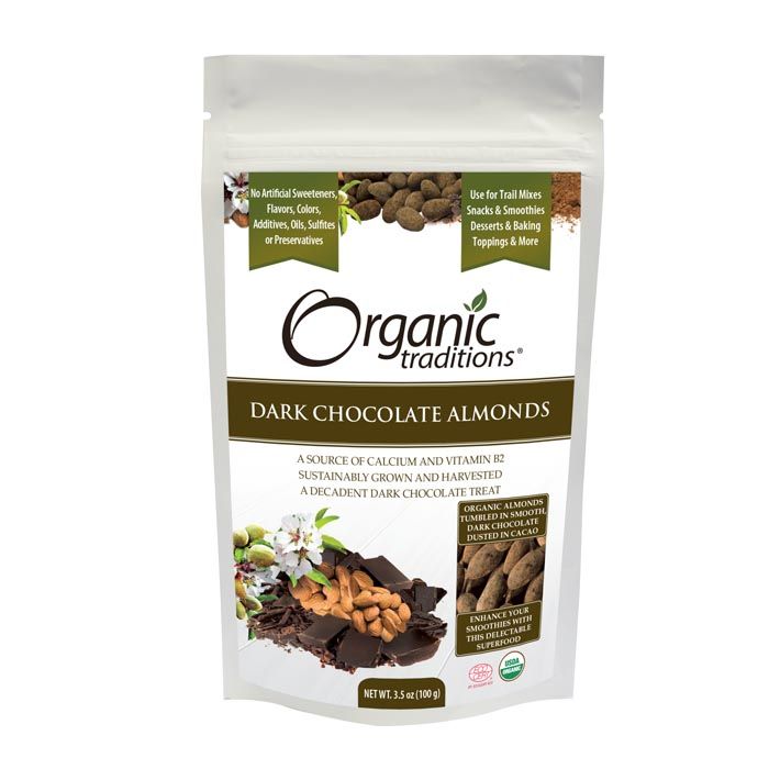 Organic Traditions Dark Chocolate Almonds 100 g