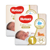 Huggies Newborn Size 1 Jumbo 64's Dual Pack