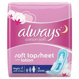 Always Cotton Soft Night Pads 8's