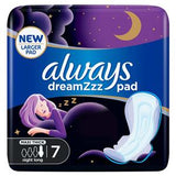 Always Dreamzz Pad Clean & Dry Maxi Thick Night Long Sanitary Pads with Wings 7 Count