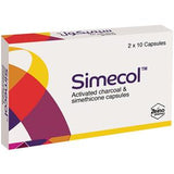 Simecol Activated Charcoal & Simethicone Capsules 20's