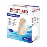 First Aid Variety Pack Bandages Assorted 30'S