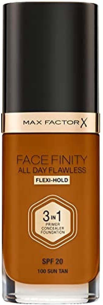 Max Factor Facefinity All Day Flawlwss 3N1 Liquid Foundation 100 Suntan