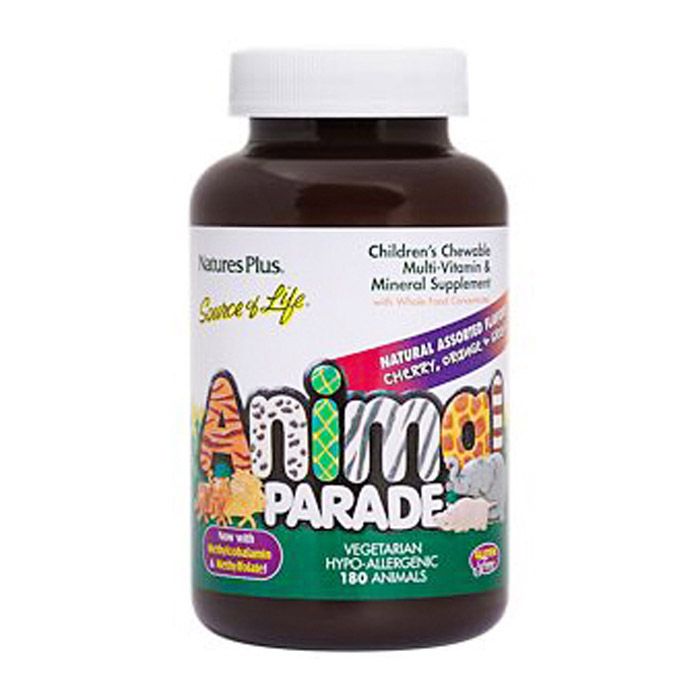 Natures Plus Animal Parade Assorted Cherry Orange & Grape 180 Chewable Tablets