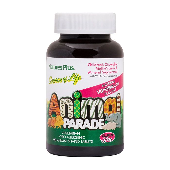 Natures Plus Animal Parade Children's Chewable Multi Vitamin & Minerals Watermelon 90 Tablets